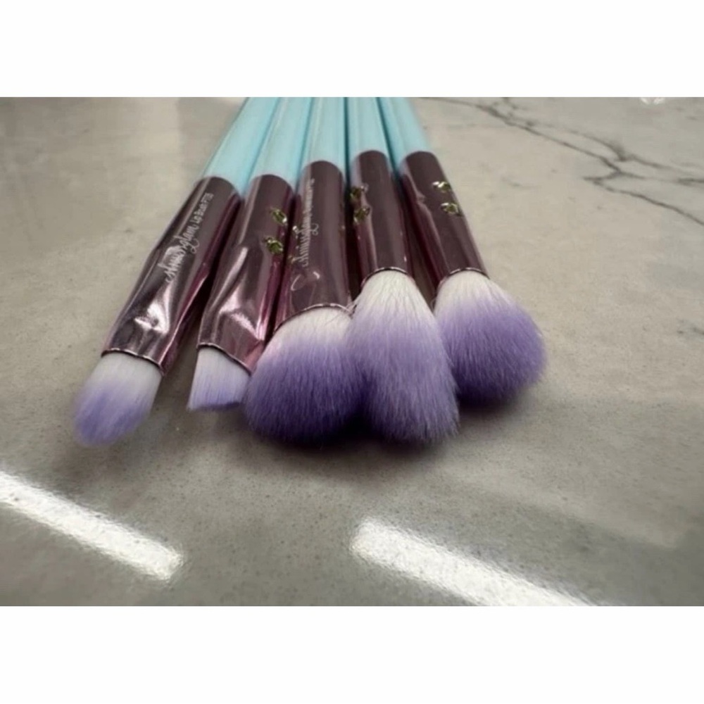 SLMISSGLAM blue 5 ct Eye & Lip Brush Set~Blend, Contour~Synthetic Bristles~New